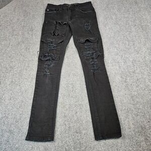 Spark Studio Collection Mens Distressed Slim‎ Fit Stretch Jeans Black 30x32 K288